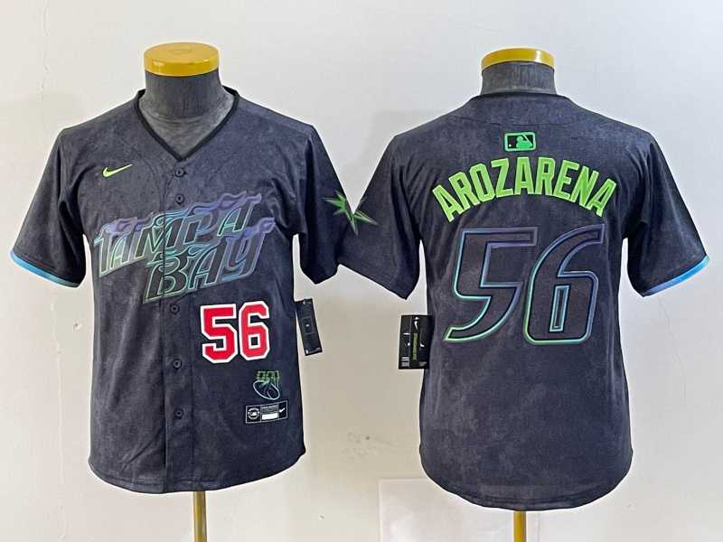 Mens Tampa Bay Rays #56 Randy Arozarena Number Charcoal 2024 City Connect Limited Stitched Jerseys->tampa bay rays->MLB Jersey